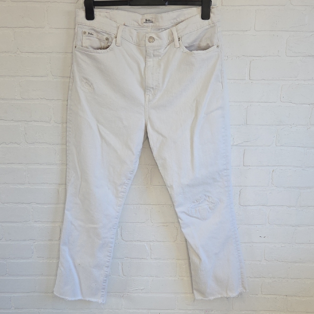 Ralph Lauren Christine Kick Flare Crop Distressed  Jeans